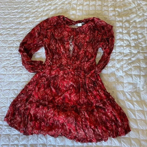 IRO Darling red printed  ruffle mini dress - Picture 5 of 12